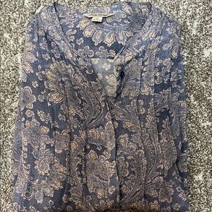 Lucky Brand Navy Paisley Button-Front Blouse